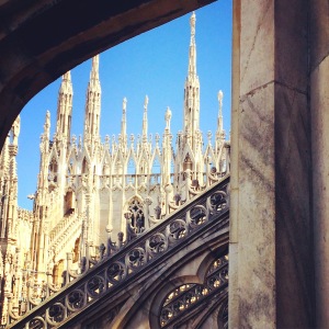 On the roof of the Duomo in Milan. Amazing!